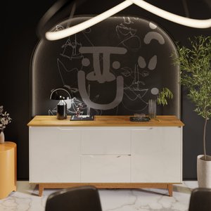 Buffet Flow 2 Portas Offwhite/freijó