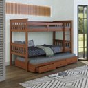 Ver imagem 1 de Beliche de Madeira Solteiro Merk + Cama Auxiliar com Gavetas:castanho