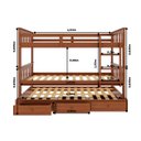 Ver imagem 2 de Beliche de Madeira Solteiro Merk + Cama Auxiliar com Gavetas:castanho