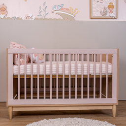 Berço de Bebê Rosa Modelo Americano 2 em 1 Linha Tomi Quater Móveis - 2