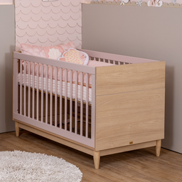 Berço de Bebê Rosa Modelo Americano 2 em 1 Linha Tomi Quater Móveis - 1