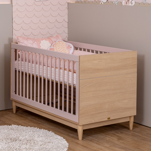 Berço de Bebê Rosa Modelo Americano 2 em 1 Linha Tomi Quater Móveis