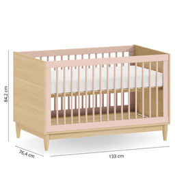 Berço de Bebê Rosa Modelo Americano 2 em 1 Linha Tomi Quater Móveis - 3
