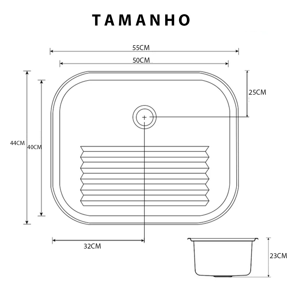 Tanque Lavanderia Lavar Roupa 30l Aço Inox Balcao Pia com Valvula Sifao Limpeza Lavabo Casa Compre B - 2