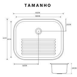 Tanque Lavanderia Lavar Roupa 30l Aço Inox Balcao Pia com Valvula Sifao Limpeza Lavabo Casa Compre B - 2