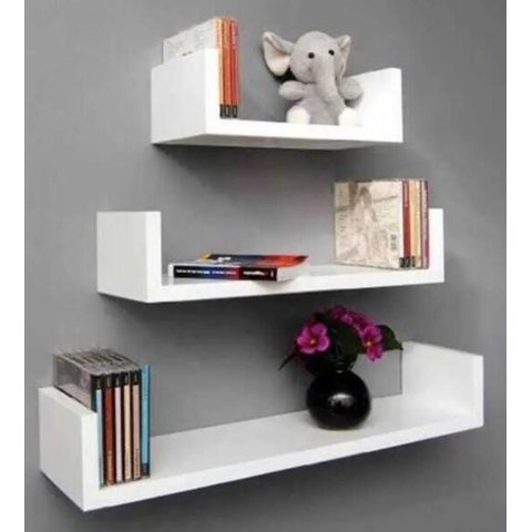 Kit 3 Peças de Prateleiras MDF, Multiuso, para Sua Casa, Aéreo de Parede na Cor Branca