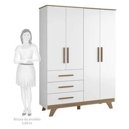 Quarto de Bebê Completo com Cômoda Berço e Guarda Roupa 100% MDF Retrô Kakau Espresso Móveis - 8