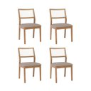 Ver imagem 1 de Kit 4 Cadeiras para Sala de Jantar Estofadas Bella Bege/Madeira