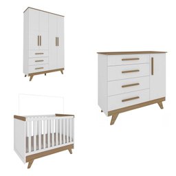 Quarto de Bebê Completo com Cômoda Berço e Guarda Roupa 100% MDF Retrô Kakau Espresso Móveis - 4