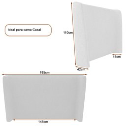 Cama Japonesa com Cabeceira Corea Seo Casal Bouclé Off White - Sallar Home - 4