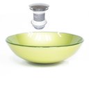 Ver imagem 1 de CUBA DE VIDRO REDONDA 42CM VERDE OLIVA + VÁLVULA CLICK