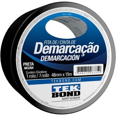 Fita De Demarcação Preta 48mm x 15m - Tekbond