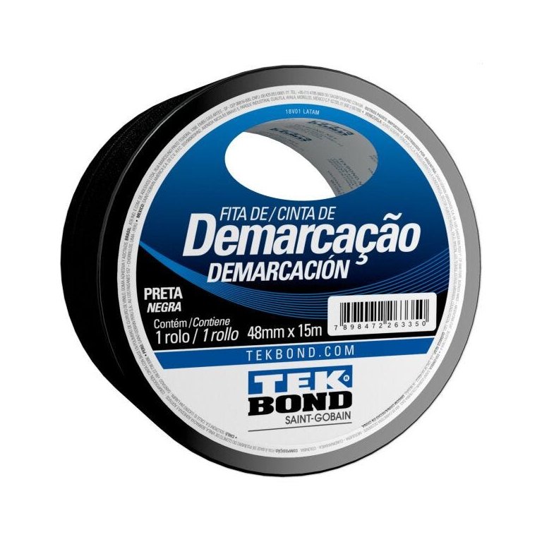 Fita De Demarcação Preta 48mm x 15m - Tekbond