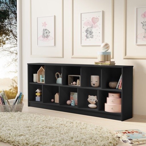 Estante Montessori Preto Porta Livros e Objetos 100% MDF