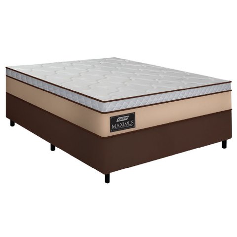 Cama Box Casal Gazin Colchão Molas Ensacadas 138x188x62cm Maximus Bege/marrom