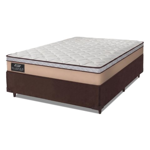 Cama Box Casal Gazin Colchão Molas Ensacadas 138x188x62cm Maximus Bege/Marrom
