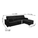 Ver imagem 2 de Sofá Berlin 3.85x1.70m com Chaise Super Pillow Top - Preto