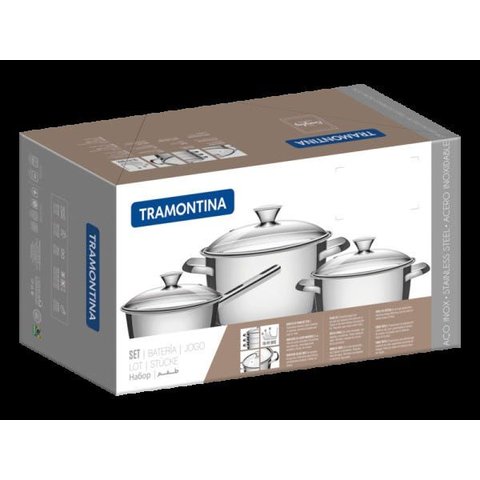 Jogo de Panelas Tramontina Allegra em Aço Inox com Fundo Triplo 4 Peças 65650324