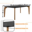 Ver imagem 3 de Mesa Sala de Jantar Liz 180cm em Mdf e Vidro com Canto Copo