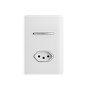 Ver imagem 1 de Placa 4x2 com 1 Interruptor Paralelo + 1 Tomada 20a - Branco/cromado - Dicompel Dc-1200/22