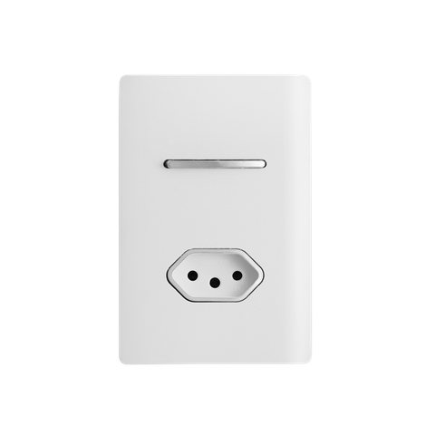 Placa 4x2 com 1 Interruptor Paralelo + 1 Tomada 20a - Branco/cromado - Dicompel Dc-1200/22