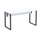 Ver imagem 1 de Mesa Escritório P25 Tub Pandin 120 Cm (larg) Tampo Mdp Branco Pé Aço Tubular Azul Del Rey