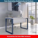 Ver imagem 2 de Mesa Escritório P25 Tub Pandin 120 Cm (larg) Tampo Mdp Branco Pé Aço Tubular Azul Del Rey