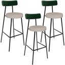 Ver imagem 1 de Kit 03 Banquetas Alta Bar Cozinha Sala De Jantar Milão L02 Facto Verde Musgo Linho Bege - Lyam Decor