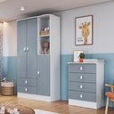 Ver imagem 1 de Conjunto de Quarto de Bebê com Guarda-Roupa 3 Portas e Cômoda Azul Arco-Íris Espresso Móveis Branco