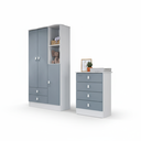 Ver imagem 2 de Conjunto de Quarto de Bebê com Guarda-Roupa 3 Portas e Cômoda Azul Arco-Íris Espresso Móveis Branco