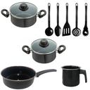 Ver imagem 1 de Conjunto Panelas 9 Peças Preto Indução Cooktop Elétrico À Gás