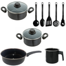 Conjunto Panelas 9 Peças Preto Indução Cooktop Elétrico À Gás - 1