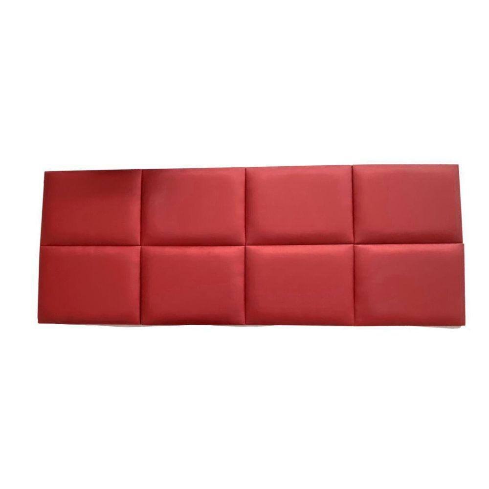 Cabeceira para Cama Box Modular Adesiva Sued Aveludado 30x40 Vermelho - 2