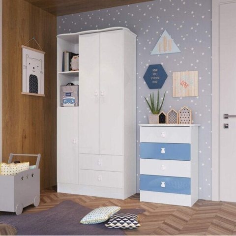 Quarto de Bebê Completo com Guarda-Roupa e Cômoda 376993 Espresso Móveis Branco