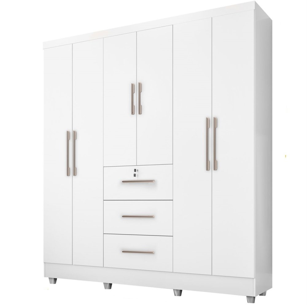WHITE JAM3点セット Guarda Roupa Roupeiro de Casal J&a Móveis Tokio 6 Portas 3 Gavetas