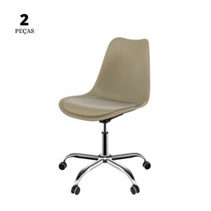 Conjunto com 2 Cadeiras Saarinen Office Nude Empório Tiffany Base em Aço Cromado