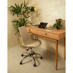 Conjunto com 2 Cadeiras Saarinen Office Nude Empório Tiffany Base em Aço Cromado - 4
