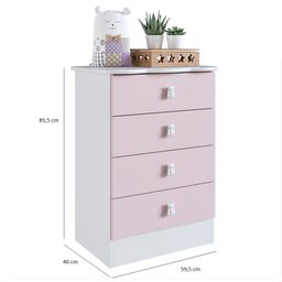 Quarto de Bebê Completo com Guarda-Roupa e Cômoda Arco-Íris Rosa/Branco - 4 Quarto de Bebê Completo com Guarda-Roupa e Cômoda Arco-Íris Rosa/Branco - 4