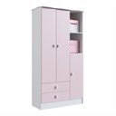 Ver imagem 5 de Quarto de Bebê Completo com Guarda-Roupa e Cômoda Arco-Íris Rosa/Branco