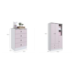 Quarto de Bebê Completo com Guarda-Roupa e Cômoda Arco-Íris Rosa/Branco - 3 Quarto de Bebê Completo com Guarda-Roupa e Cômoda Arco-Íris Rosa/Branco - 3