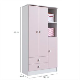 Quarto de Bebê Completo com Guarda-Roupa e Cômoda Arco-Íris Rosa/Branco - 6 Quarto de Bebê Completo com Guarda-Roupa e Cômoda Arco-Íris Rosa/Branco - 6
