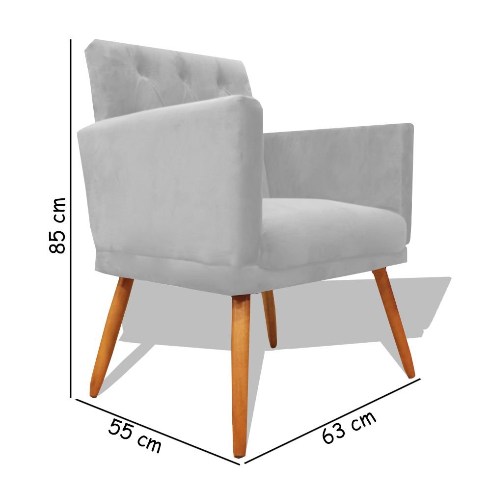 Kit Decorativo 2 Poltrona Nina Retro Botão Cristal Pés Palito Suede Verde Agua Mazzaron Móveis - 4