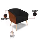 Ver imagem 6 de Kit 01 Namoradeira 02 Lugares e 02 Poltronas Stella Corano Nozes com Linho Preto A79 Pés Palito