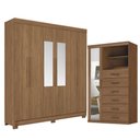 Ver imagem 1 de Guarda Roupa Casal com Cômoda Toledo 6 Portas de Bater 6 Gavetas MDP Jatobá Santos Andirá 180cm