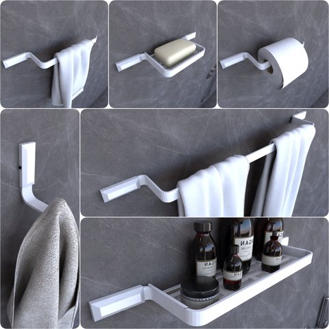 Kit Acessórios Para Banheiro Branco Empire 6 peças