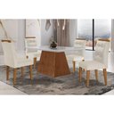 Ver imagem 1 de Conjunto: Mesa de Cozinha Luna C/ Tampo Madeirado C/ Vidro Canto Curvo 120x80cm e 4 Cadeiras