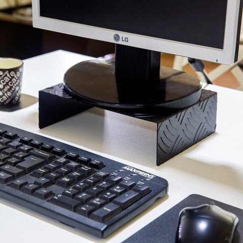 Apoio de Monitor de Mesa em 6 Cm - Alumínio - Preto Fosco
