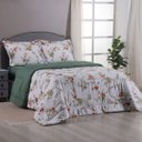 Ver imagem 2 de Kit Edredom Cobertor Zurique Queen Dupla Face Micropercal Estampado 400 Fios 3 Peças Floral Verde