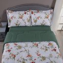 Ver imagem 3 de Kit Edredom Cobertor Zurique Queen Dupla Face Micropercal Estampado 400 Fios 3 Peças Floral Verde