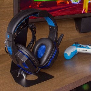 Suporte para Fone de Ouvido Tipo Pedestal Mesa - Aço - Preto